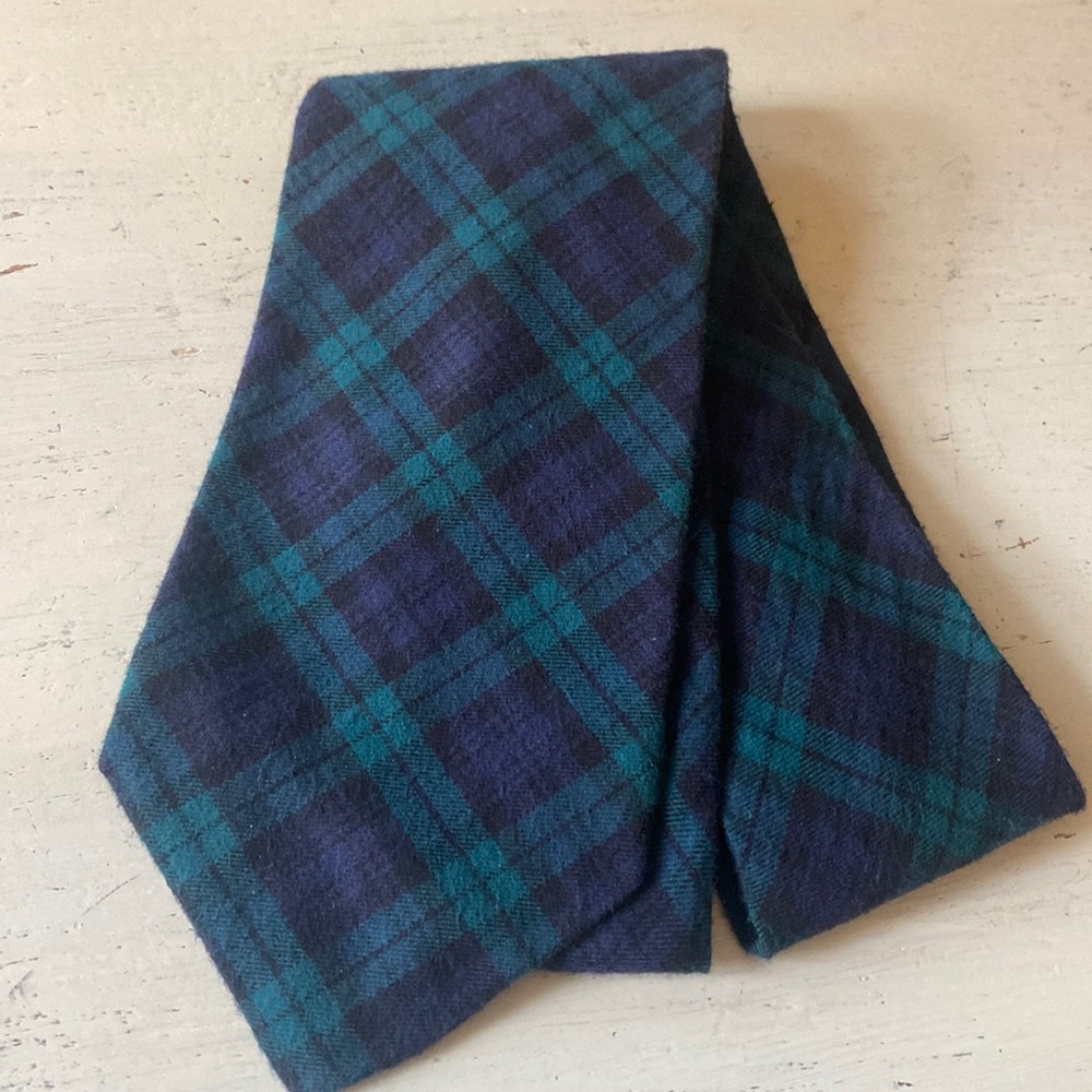 Men’s plaid rooster tie blue and green plaid cotton flannel 3.75x60”